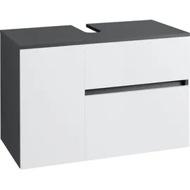 Home Affaire Waschbeckenunterschrank HOME AFFAIRE "Wisla", grau (anthrazit, weiß), B:80cm H:53cm T:45cm, Holzwerkstoff, Schränke, Waschbeckenunterschrank, für Wandmontage, Siphonausschnitt, Push-to-open-Funktion, Breite 80 cm