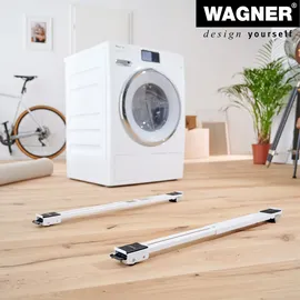 Wagner System GmbH WAGNER Transporthilfe SCHIENE - 44-70 x 5 x 4 cm, ausziehbar, Stahl, weiß, Räder Ø 30 mm, Tragkraft 125 kg