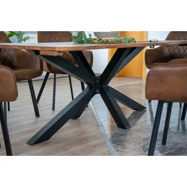 sam möbel gmbh Baumkantentisch Akazie nougatfarben 160(260)x90 cm Ansteckplatten Spider-Gestell schwarz JANNIK - Braun