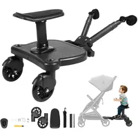 OUBUBY Buggy Board für Alle Kinderwagen, Board mit Kinderwagensitz,360° Zweirad Design Trittbrett Mitfahrbrett Universal Passend für 3-7 Jahre Alte Kinder, mit Einer Maximalen Belastung Von 55 Pfund