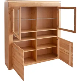 vogl möbelfabrik Vitrine VOGL MÖBELFABRIK, braun (wildeiche teilmassiv), B:142cm H:156cm T:40cm, Schränke, Vitrine, Höhe 156 cm