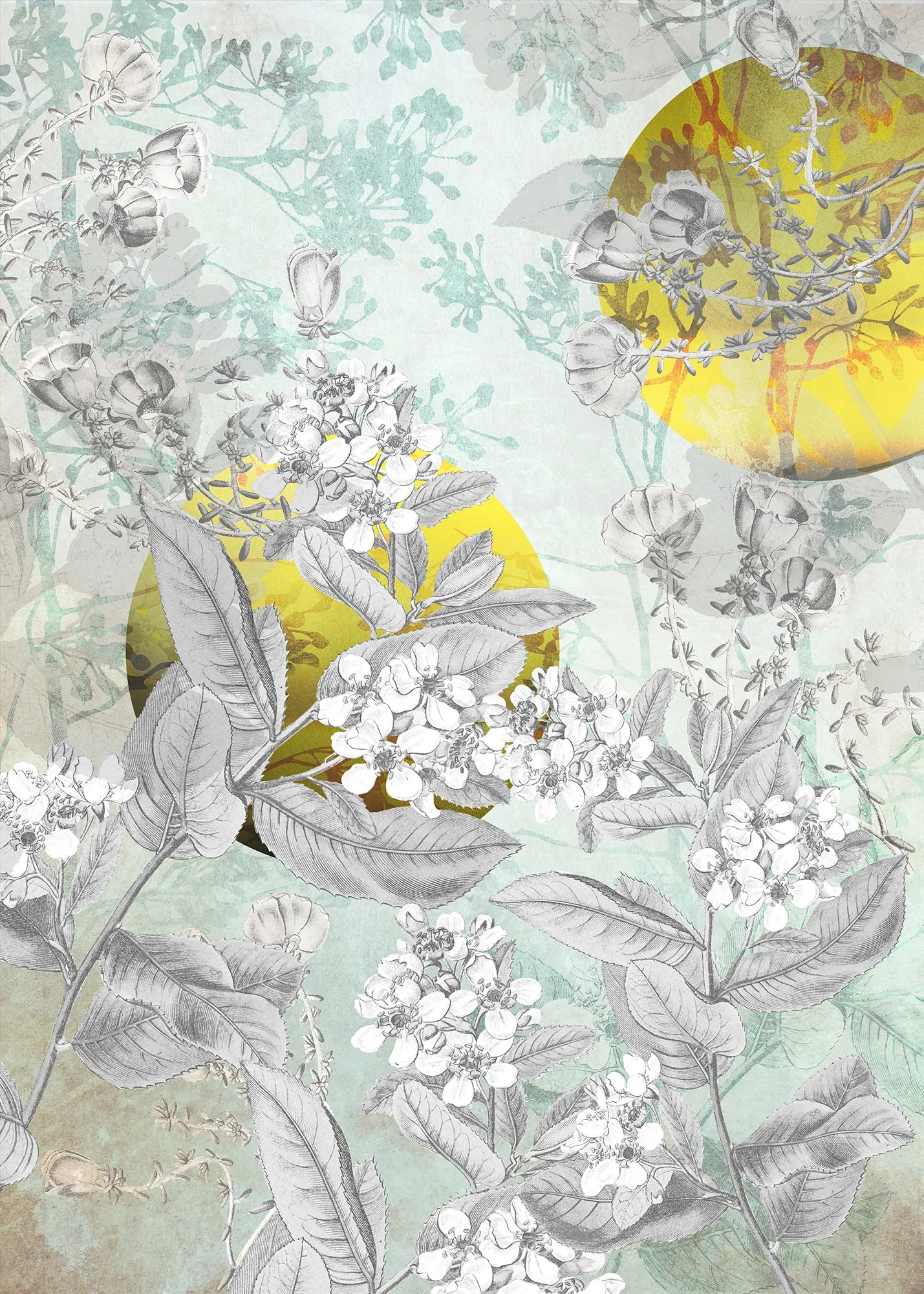 KOMAR Vliestapete "Golden Sun" Tapeten 200x280 cm (Breite x Höhe) Gr. B/L: 200 m x 280 m, Rollen: 1 St., schwarz-weiß (gold, schwarz, weiß) Blumentapeten