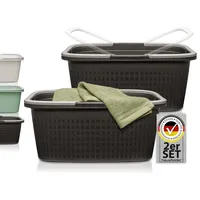 Hausfelder Wäschewanne mit Henkel 35l, Wäschekorb groß stabil 2er