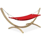 Konsimo Konsimo® Hängematte rot, Holz, Textil, 395x143x145 cm, Hergestellt in Europa, Gartenmöbel, Hängematten