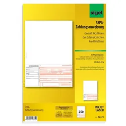 3 Stück Sigel PC-SEPA-Zahlungsanweisung Österreich, A4, OCR-Spezialpapier, beleglesefähig, MP, 250 BL 4004360793752 Sigel