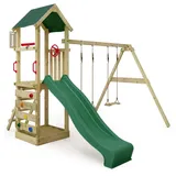 FATMOOSE Spielturm KiwiKey mit Doppelschaukel und Sandkasten Grün