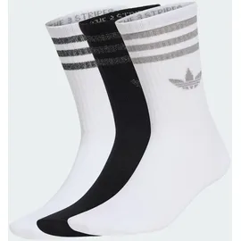 adidas 3-Streifen Glitzer Crew Socken 3er Pack Weiß/Silber 37-39