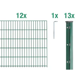 GAH Alberts Doppelstabmattenzaun 250 x 123 cm Silber/Stahl