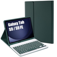 Jeloyutek für Samsung Galaxy Tab S9/ Tab S9 FE 2023 Tastatur Hülle, QWERTZ Layout Magnetisch Abnehmbarer Tastatur mit Hülle für Tab S9 FE 10.9”/ Tab S9 11” SM-X710/X716B/X718U/X510/X516B, Dunkelgrün