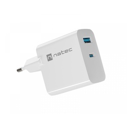 Natec Ribera GaN USB-Ladegerät USB-A & USB-C - 45W - Weiß