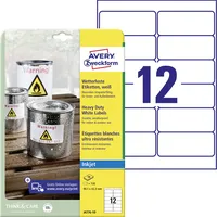Avery Zweckform J4776-10 Wetterfeste Folienetiketten Inkjet (120 Aufkleber, 99,1x42,3mm