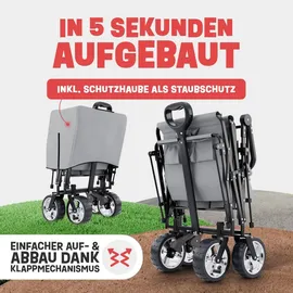 onbest Bollerwagen faltbar mit Dach grau