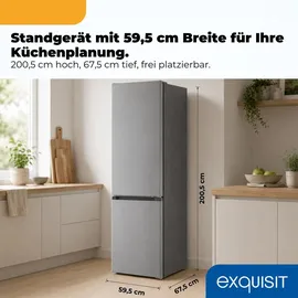 Exquisit KGC5380-115-NF-040C Kühl-Gefrierkombination (377 l, 2005 mm hoch, Inoxlook)