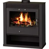 EEK A Kaminofen Victoria Rubin SCHWARZ BimSchV stufe 2 mit große Tür und XXL-Brennraum – 13 kW - Schwarz