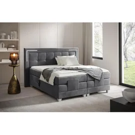 Fun Möbel Boxspringbett Elektrisch Bett DORES 160x200cm in Stoff Fresh Stahlgrau