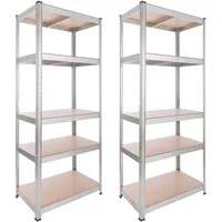 Arebos Schwerlastregal 2er Set | 180x75x45 cm | 875kg Tragkraft | 5 MDF-Platten | Einfache Montage durch Stecksystem Regal Lagerregal Kellerregal Steckregal Werkstattregal verzinkt