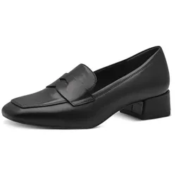 Pumps TAMARIS, Damen, Gr. 37, schwarz, Schafsleder, elegant, Schuhe, Blockabsatz, Slipper, Businessschuh mit Zierriegel