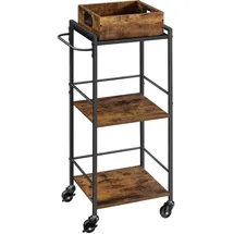 VASAGLE Servierwagen, mit Füßen und Rollen, vintagebraun-schwarz