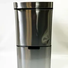 Les Collectors Sensormülleimer Gebürsteter Edelstahl N°1012, Fassungsvermögen 69L, 3 Fächer (47+11+11L), Automatische obere Öffnung, Infrarot-Erkennungssystem, Leise Schließung, Design