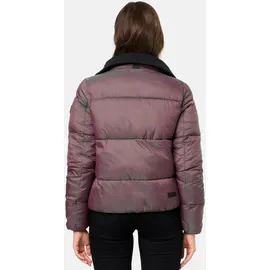 Navahoo Damen Winterjacke warm reflektierende Steppjacke in Metallic-Optik Sternschnüppchen Aubergine Gr. M - M