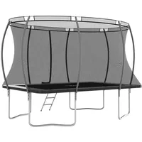 vidaXL Trampolin-Set Rechteckig 335 x 244 cm inkl Sicherheitsnetz und Leiter schwarz/grau