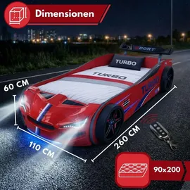 Coemo Kinderbett Rennwagen 90 x 200 cm Holz rot