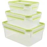Emsa CLIP & Close 3er Set 0,55/1,0/2,30 l, Farbe: Grün