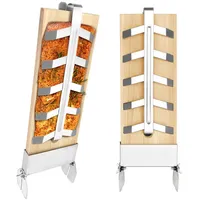 FIVMEN Räucherbrett Flammlachsbrett aus Massivholz mit Fischgräte Edelstahlhalterung, (2-St), verstellbar 2er/4er Setfür Grill Feuerschale Garten BBQ