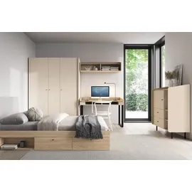 Deine Möbel 24 KINDERSCHREIBTISCH ALBI 10 125/64,5/83 in Sandbeige / Geölte Eiche - Beige