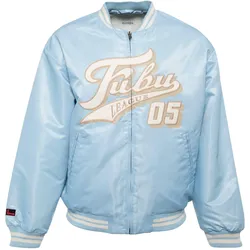 Allwetterjacke FUBU "Fubu Herren FM232-006-2 FUBU Varsity Reversible Satin Jacket", Herren, Gr. M, blau (lightblau, creme, sand), 100% Polyester, mehrfarbig, casual, normal, amerikanischer Ausschnitt, Langarm, Jacken