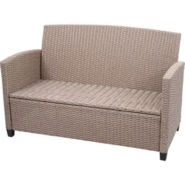 Mendler XXL Poly-Rattan Garnitur HWC-F10, Balkon-/Garten-/Lounge-Set Sitzgruppe, Sofa Sessel mit Kissen Spun Poly - grau-braun