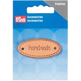 Prym 403796 Handmade Label Leder Natur Handgefertigtes, ovales Etikett, Natural, 9.3 x 6.7 x 0.5 cm