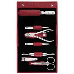 ZWILLING Beauty Maniküre Pediküre Set 7tlg. mit Nagelknipser, Leder, rot Nagelpflegeset 