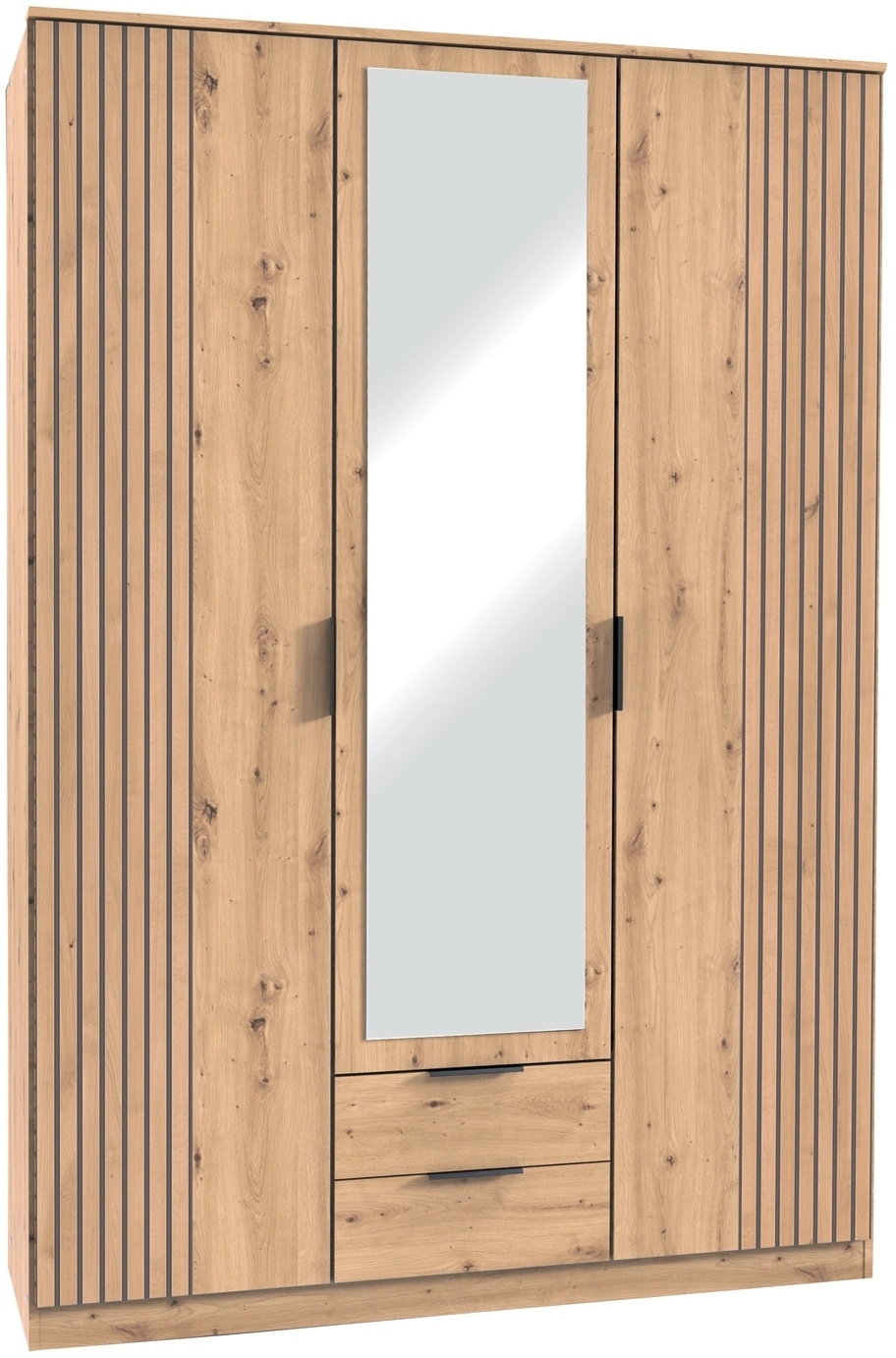 Wimex Kleiderschrank LÜBECK, 135 x 199 cm - 3 Türen - Artisan Eiche Dekor - mit Spiegel