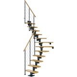 DOLLE Mittelholmtreppe Dublin für Geschosshöhen bis 315 cm, Stufen offen, Ahorn/Metall grau