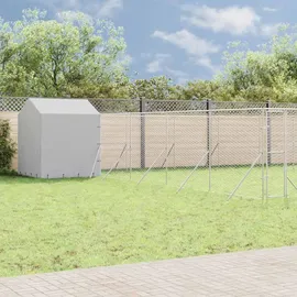 vidaXL Outdoor-Hundezwinger mit Dach 10 x 10 x 2,5 m Stahl Silber