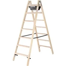 Stufen-Stehleiter Holz beidseitig begehbar 2x7 Stufen