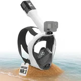Khroom Schnorchelmaske Erwachsene Vollmaske | In Höhle der Löwen vorgestellt | Unsere Beste CO2 sichere Tauchermaske Seaview Pro zum Schnorcheln | Vollgesichtsmaske Schnorchelmaske (L/XL, Weiß)