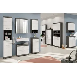 xonox.home Scout Hochschrank 74x31x191 cm Braun/Grau/Weiß Hochglanz