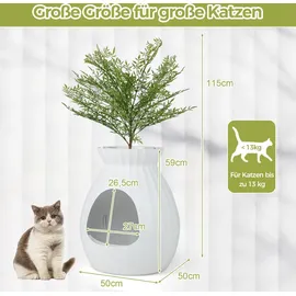 Costway Katzentoilette Blumentopf-Stil 63 L Weiß