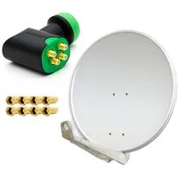 PremiumX DELUXE80 Satellitenantenne 80 cm Alu Grau GDQS Quad