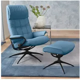 Stressless Stressless® Relaxsessel London (Set, Relaxsessel mit Hocker), mit Hocker, High Back, mit Star Base, Gestell Schwarz blau
