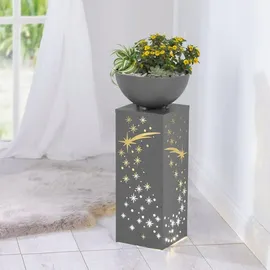 Easy Maxx LED Dekosäule 87 cm Beton-Optik Pflanzschale grau