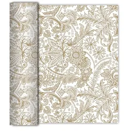 AVA 40cm Papiertischläufer 6m Rolle Stoffähnliches Tischband Weiß Gold