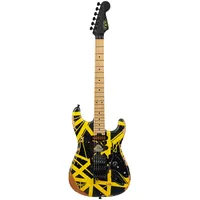 EVH LTD Striped Series Frankenstein MN Black with Yellow Stripes Aged - E-Gitarre