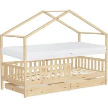 ML-Design Hausbett 90 x 200 cm Kiefer naturbelassen beige