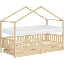 ML-Design Hausbett 90 x 200 cm Kiefer naturbelassen beige