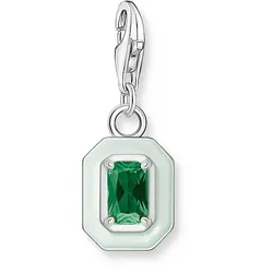 Charm Anhänger Grüner 3D Stein - 925 Sterlingsilber