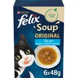 Felix Soup Original mit Kabeljau, Thunfisch, Scholle Katzennassfutter 6x48g Portionsbeutel