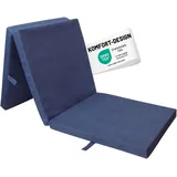 RelaxXL Klappmatratze Junior 190x60x7cm Blau meliert | Faltmatratze mit Tragegriff | Schlafmatte Schaumstoff 7 cm | Gästematratze 3-teilig | Bezug waschbar | Öko Tex 100